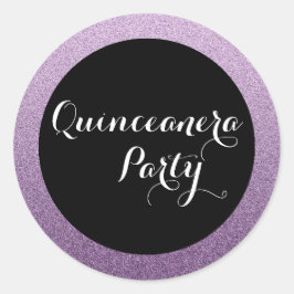 Paarse Faux Glitter Quinceanera Favor Seal Sticker