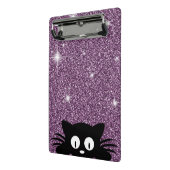 Paarse faux glitter shimmer textuur met kat mini klembord (Angled2)