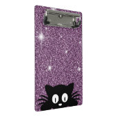 Paarse faux glitter shimmer textuur met kat mini klembord (Schuin)