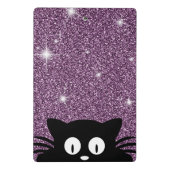 Paarse faux glitter shimmer textuur met kat mini klembord (Achterkant)