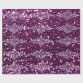 Paarse Faux Glitter Silver Jewel Design Cadeaupapier (Vlak)