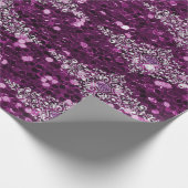 Paarse Faux Glitter Silver Jewel Design Cadeaupapier (Hoek)