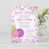 Paarse faux glitter Snoep thema zoet 16 Kaart (Staand voorkant)