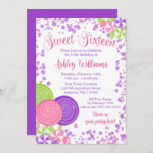 Paarse faux glitter Snoep thema zoet 16 Kaart (Voorkant / Achterkant)