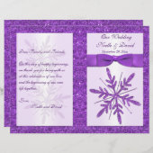 Paarse FAUX Glitter Snowflakes Weddenschap (Voorkant / Achterkant)