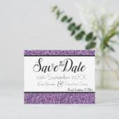 Paarse Faux Glitter sparen het Briefkaart van de D (Staand voorkant)