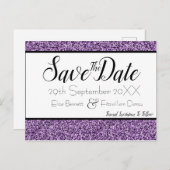 Paarse Faux Glitter sparen het Briefkaart van de D (Voorkant / Achterkant)