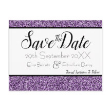 Paarse Faux Glitter sparen het Briefkaart van de D