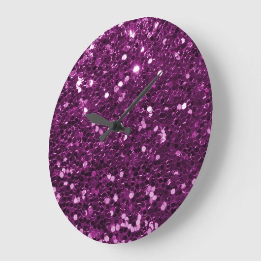 Paarse Faux Glitter Sparkles Grote Klok (Hoek)