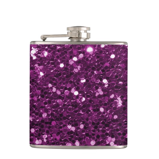 Paarse Faux Glitter Sparkles Heupfles (Voorkant)