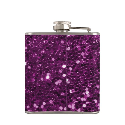 Paarse Faux Glitter Sparkles Heupfles (Achterkant)