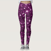 Paarse Faux Glitter Sparkles Leggings (Voorkant)