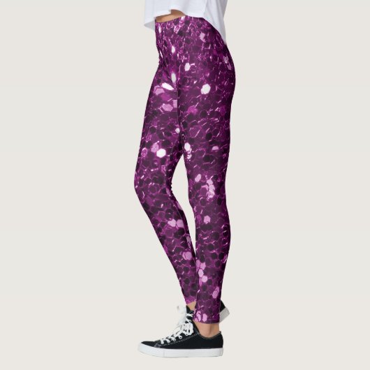 Paarse Faux Glitter Sparkles Leggings (Links)