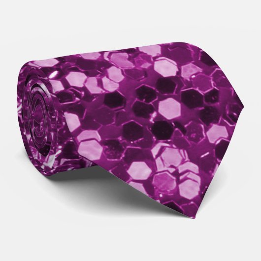 Paarse Faux Glitter Sparkles Stropdas (Opgerold)