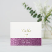 Paarse Faux Glitter Table Kaart (Staand voorkant)