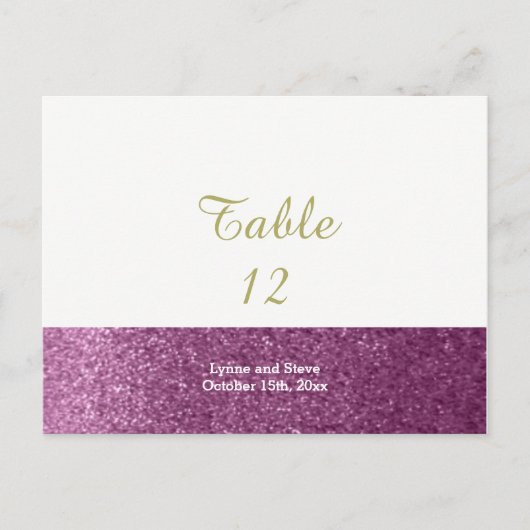 Paarse Faux Glitter Table Kaart (Voorkant)