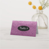 Paarse Faux Glitter Table Seating Numbers Plaatskaartje (Voorkant)