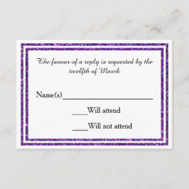 Paarse Faux Glittered Trim - RSVP-kaart RSVP Kaartje