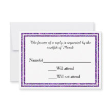 Paarse Faux Glittered Trim - RSVP-kaart