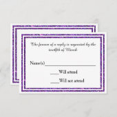 Paarse Faux Glittered Trim - RSVP-kaart RSVP Kaartje (Voorkant / Achterkant)