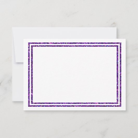Paarse Faux Glittered Trim - Trouwdag Details RSVP Kaartje (Achterkant)