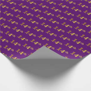 Paarse, Faux Gold 14e (veertiende) gebeurtenis Cadeaupapier