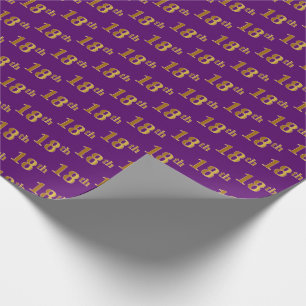 Paarse Faux Gold 18e (achttiende) gebeurtenis Cadeaupapier