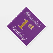 Paarse Faux Gold 1st Birthday + Aangepaste naam Servetten (Hoek)