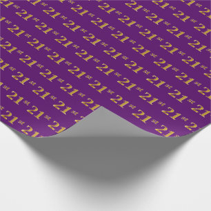 Paarse, Faux Gold 21ste (eenentwintigste) evenemen Cadeaupapier