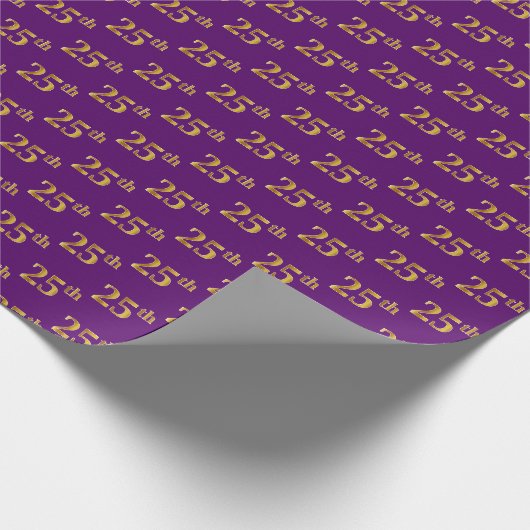 Paarse Faux Gold 25th (25th) Event Cadeaupapier (Hoek)