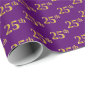 Paarse Faux Gold 25th (25th) Event Cadeaupapier (Rol Hoek)