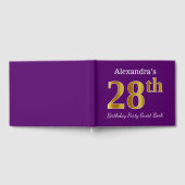 Paarse Faux Gold 28th Birthday Party; eigen naam Gastenboek (Volledig)