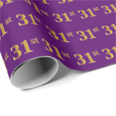 Paarse Faux Gold 31st (31ste) gebeurtenis Cadeaupapier (Rol Hoek)