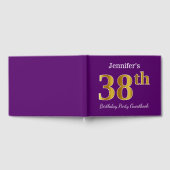 Paarse Faux Gold 38th Birthday Party; eigen naam Gastenboek (Volledig)