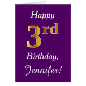 Paarse Faux Gold 3de verjaardag + Aangepaste naam (Voorkant)
