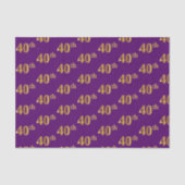 Paarse Faux Gold 40th (40ste) gebeurtenis Tissuepapier (Voorkant)
