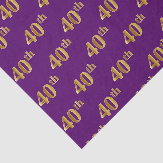 Paarse Faux Gold 40th (40ste) gebeurtenis Tissuepapier (Detail)