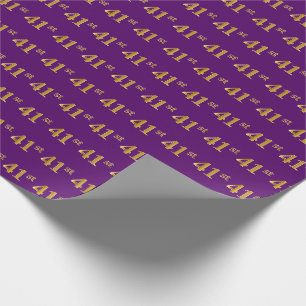 Paarse Faux Gold 41st (41ste) gebeurtenis Cadeaupapier