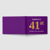Paarse Faux Gold 41st Birthday Party; aangepaste n Gastenboek (Volledig)