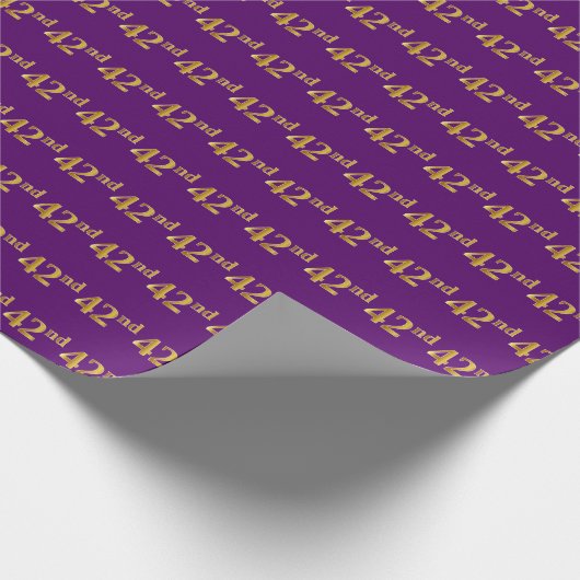 Paarse Faux Gold 42e (42e) gebeurtenis Cadeaupapier (Hoek)