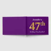 Paarse Faux Gold 47th Birthday Party; Eigen naam Gastenboek (Volledig)