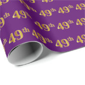 Paarse Faux Gold 49th (49e) gebeurtenis Cadeaupapier (Rol Hoek)