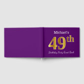 Paarse Faux Gold 49th Birthday Party; Eigen naam Gastenboek (Volledig)