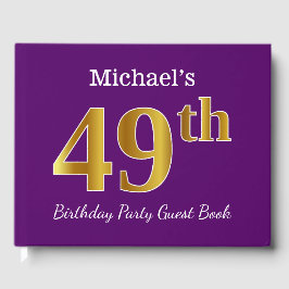 Paarse Faux Gold 49th Birthday Party; Eigen naam Gastenboek