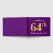 Paarse Faux Gold 64th Birthday Party; Eigen naam Gastenboek (Volledig)