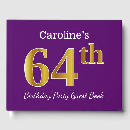 Paarse Faux Gold 64th Birthday Party; Eigen naam Gastenboek