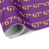 Paarse Faux Gold 67th (67e) Event Cadeaupapier (Rol Hoek)