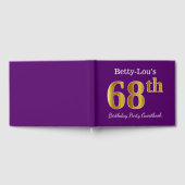 Paarse Faux Gold 68th Birthday Party; eigen naam Gastenboek (Volledig)