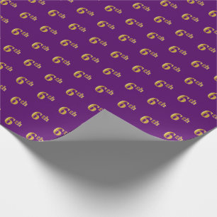 Paarse, Faux Gold 6de (zesde) gebeurtenis Cadeaupapier