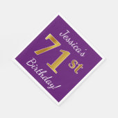 Paarse Faux Gold 71st Birthday + Aangepaste naam Servetten (Hoek)